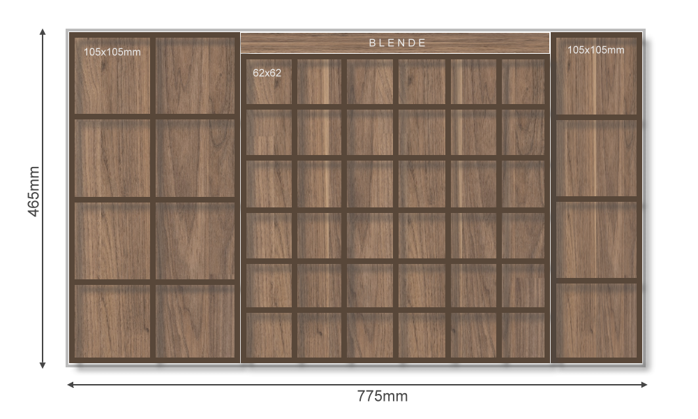 3-teiliges Schubladeneinsatz-Set für Gewürze & Speiseöl. Nussbaum. *Maßanfertigung*