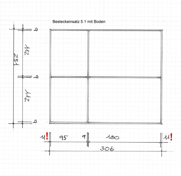 Besteckeinsatz für gerade Zargen. Buche. Var. 5.1