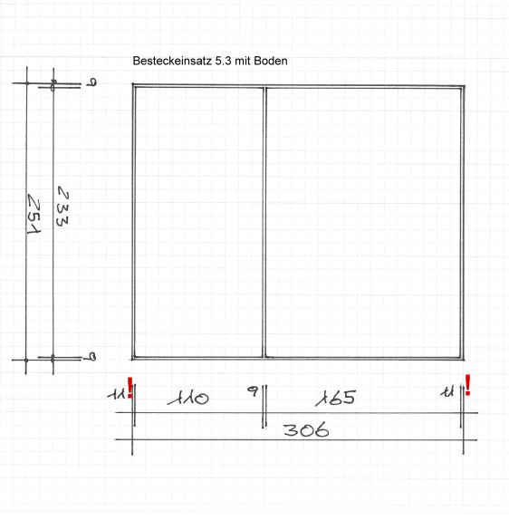 Besteckeinsatz für gerade Zargen. Buche. Var. 5.3